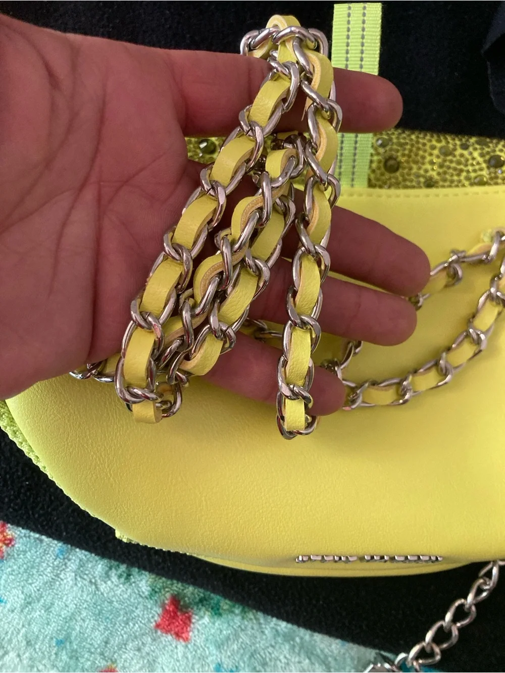 Steve Madden Neon Yellow Crossbody Belt Bag with Detachable Pouch